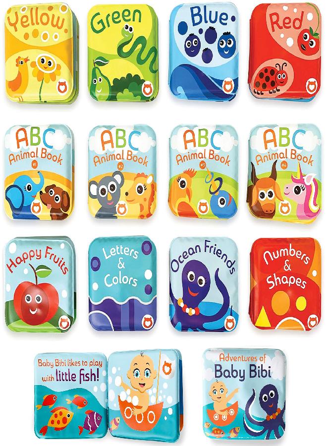 BabyBibi Baby Bath Books Mega Set (Pack of 13 Books) - Educational Waterproof Baby Bathtime Plastic Books for Bath Tub with Animals, Colors, Numbers and ABC Letters - Learning Toy Books for Babies and Toddlers - Image 5