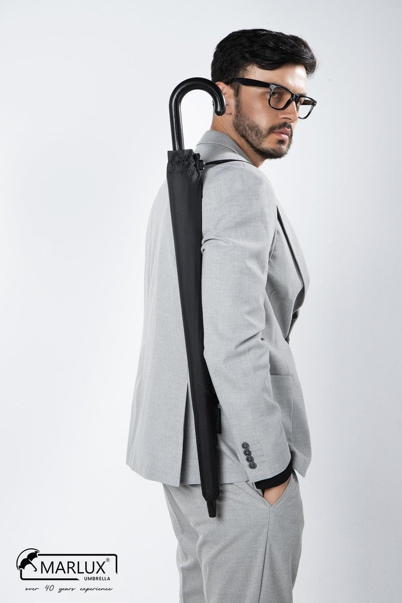 Marlux Black Cane 24 Fiber Wire Genuine Leather Handle Ultra Premium Protocol Umbrella M21MAR1024R001 60709598  - Image 4