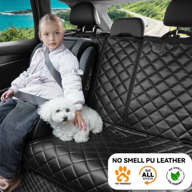 KritterKorner Dog Car Seat Cover for Back Seat, Waterproof Back Seat Covers for Dogs, PU Leather Nonslip Bench Car Seat Protector Universal Fit Most Vehicles,SUVs,Small Trucksï¼ˆBlack,Standardï¼‰ - Image 4