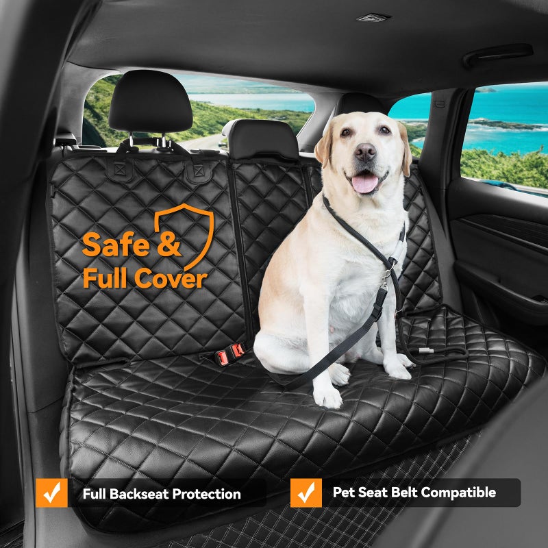 KritterKorner Dog Car Seat Cover for Back Seat, Waterproof Back Seat Covers for Dogs, PU Leather Nonslip Bench Car Seat Protector Universal Fit Most Vehicles,SUVs,Small Trucksï¼ˆBlack,Standardï¼‰ - Image 3