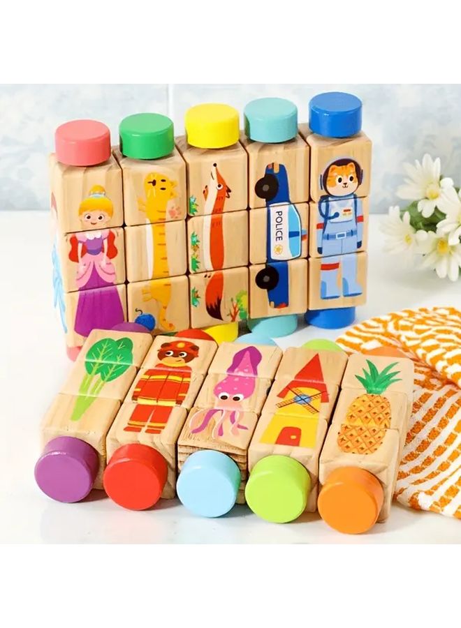 نموذج المحيط الدوار كتل البناء لغز ثلاثي الأبعاد لعبة خشبية تنسيق العين اليد هدية - Image 2