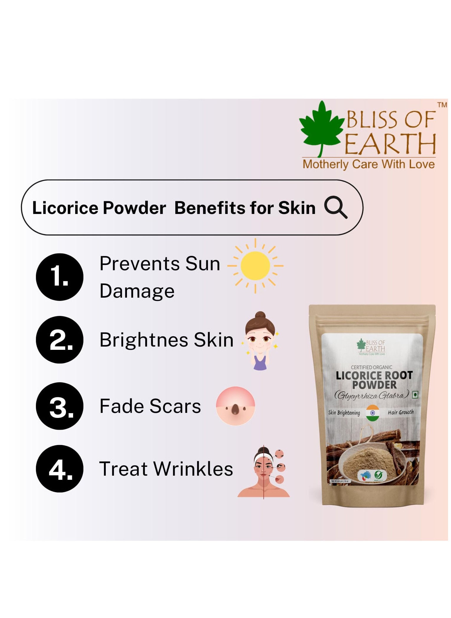 BLISS OF EARTH 453gm Organic Licorice Root Powder For Eating Skin