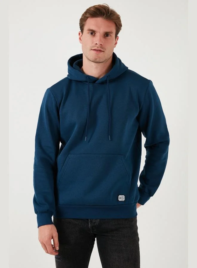 Buratti Buratti Regular Fit Hooded Sweatshirt with Kangaroo Pocket, Soft Fleece Lining, Men's Sweatshirt 5905281