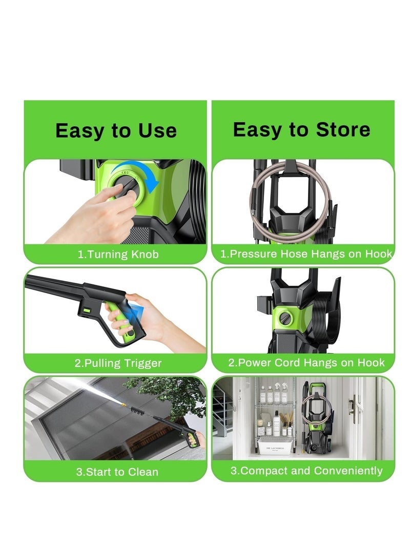 WALALLA Electric Pressure Washer, Foam Cannon, 4 Different Pressure Tips, 19.3M, High Pressure Water Power Washer, 3000 PSI 2.4 GPM ,9L/min , for Car, House, Patio, Deck, Fence, Driveways - Image 4