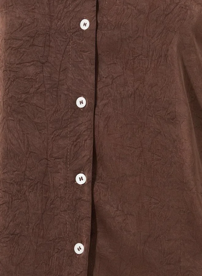 Styli Solid Buttoned Down Spread Collar Shirt