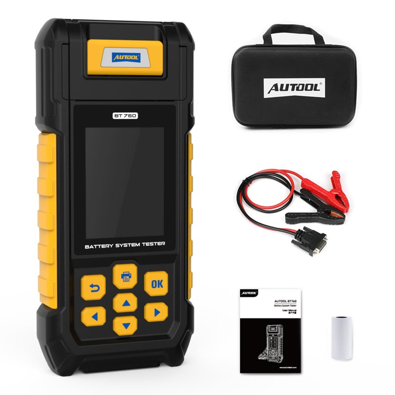 Autool Automotive 12V24V 302000 CCA Battery Load Tester Cranking and Charging System Battery Analyzer Scan Tool with Printer for Heavy Duty Trucks Cars Motorcycles and More