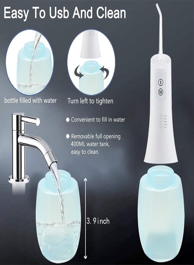 HANNEA® Flosser for Teeth Portable Dental Flosser for teeth Oral Care for Braces Bridges, Rechargeable IPX7 Waterproof and 5 Modes, 400ML Water Flosser for Home Travel - Image 4