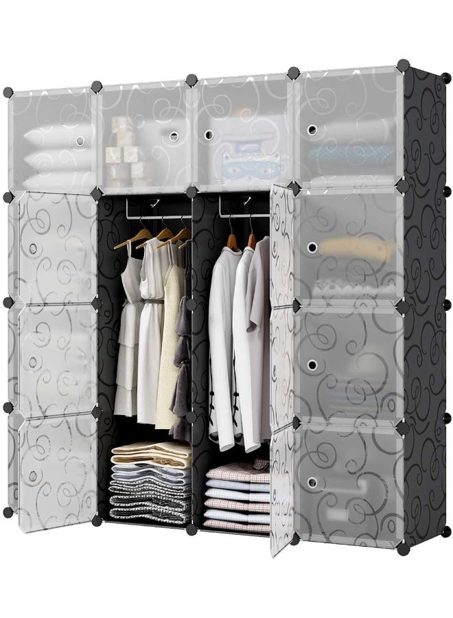 Cube Storage Organizer Cabinet Closet Storage Shelves Plastic Storage Shelving for Bedroom, Living Room, Office, new styles all (16 white and black) - Image 1