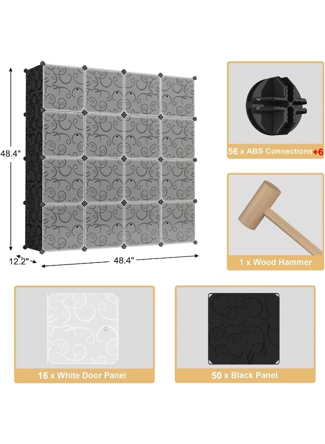 Cube Storage Organizer Cabinet Closet Storage Shelves Plastic Storage Shelving for Bedroom, Living Room, Office, new styles all (16 white and black) - Image 3