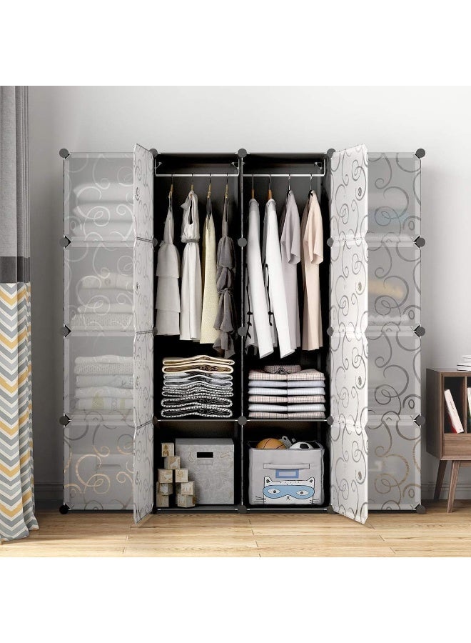 Cube Storage Organizer Cabinet Closet Storage Shelves Plastic Storage Shelving for Bedroom, Living Room, Office, new styles all (16 white and black) - Image 2