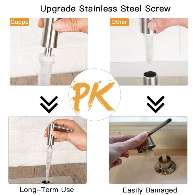 GAPPO Soap Dispenser for Kitchen Sink Brushed Nickel GAPPO Stainless Steel Countertop Pump Hand Lotion Built in Bottlend Lotion Built in Bottle - Image 3