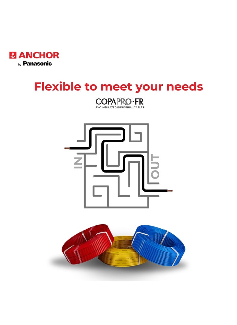 Anchor Anchor by Panasonic 6 mm COPAPro FR Electrical Wire 90 Meter Fire Resistant Single Core PVC insulated Pure Copper Wire Anti Rodent Anti Termite Flexible Wire for Connections YELLOW 96142YW  - Image 2