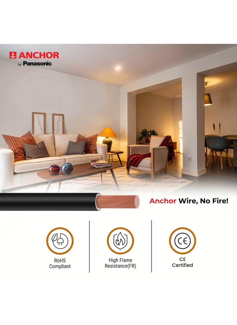 Anchor Anchor by Panasonic 6 mm COPAPro FR Electrical Wire 90 Meter Fire Resistant Single Core PVC insulated Pure Copper Wire Anti Rodent Anti Termite Flexible Wire for Connections YELLOW 96142YW  - Image 3
