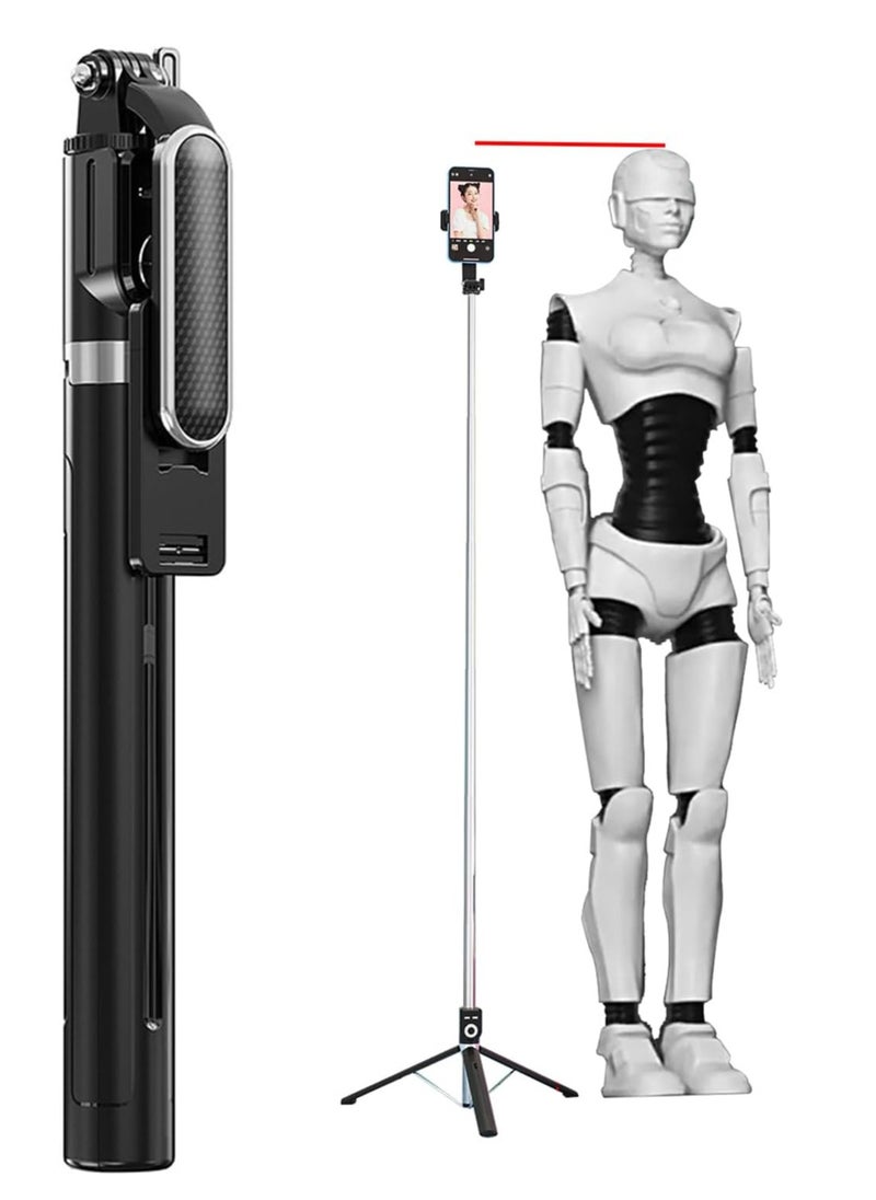 TYCOM Tycom Selfie Stick, 170cm Extendable Selfie Stick Tripod with Bluetooth Wireless Remote Phone Holder Black.  - Image 1