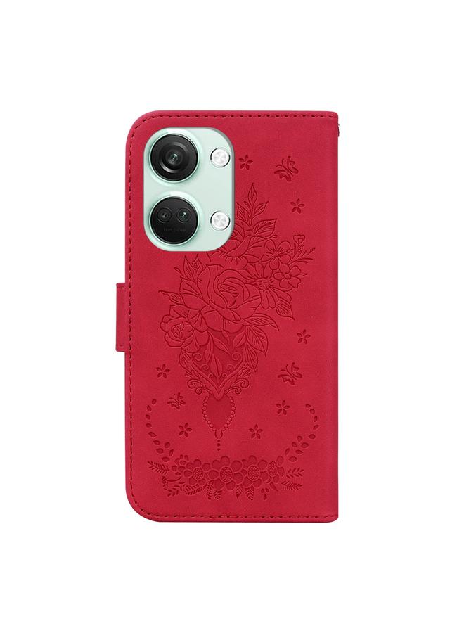 اس-توب جراب لهاتف OnePlus Nord 3 مصنوع من الجلد المنقوش بنقشة الفراشة الوردية - Image 3