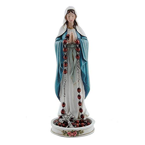 CB Praying Our Lady of Grace The Virgin Mary Rosary Holder Statue Figurine, 8 Inch - Image 3