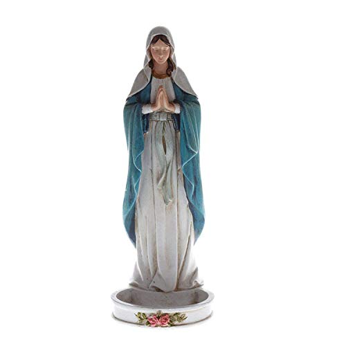 CB Praying Our Lady of Grace The Virgin Mary Rosary Holder Statue Figurine, 8 Inch - Image 1