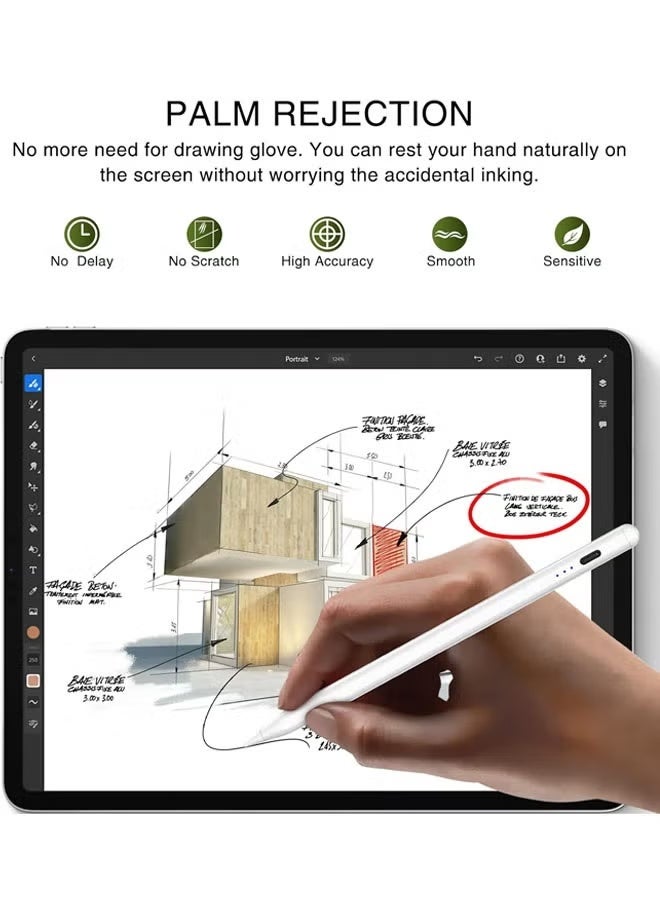زاڤي قلم شاشة لجهاز iPad مع وظيفة رفض راحة اليد، قلم نشط متوافق (2018-2025) Apple iPad Pro 11/12.9 بوصة، iPad 10/9/8/7/6th، iPad Air 5/4/3 الجيل، iPad Mini 6/ الجيل الخامس - Image 3