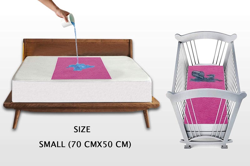 Trance Quick Dry - Soft Bed Protector Waterproof Baby Cot Sheet - (Medium-100x70 cm,Pink) - Image 2