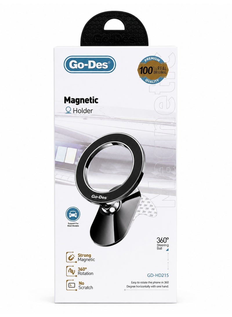 حامل هاتف مغناطيسي Go-Des GO-HD215 مع دوران 360 درجة للسيارة والمكتب - Image 4