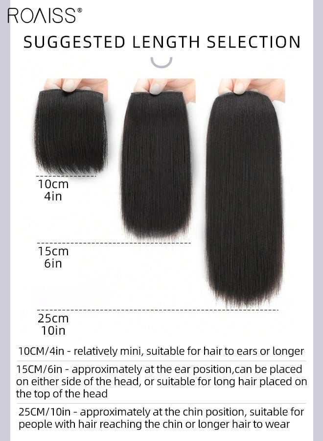 رويس قطعتان من وصلات الشعر البشري بالمشابك، أغطية شعر غير مرئية للنساء مع شعر رقيق  لإضافة حجم الشعر، قطع شعر مع مشابك للاستخدام اليومي، أسود طبيعي - Image 4