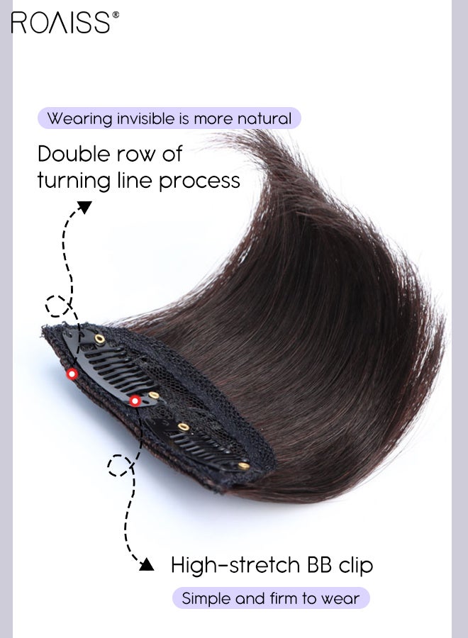 رويس قطعتان من وصلات الشعر البشري بالمشابك، أغطية شعر غير مرئية للنساء مع شعر رقيق  لإضافة حجم الشعر، قطع شعر مع مشابك للاستخدام اليومي، أسود طبيعي - Image 5