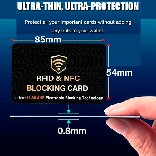 SaiTech IT 5 Pack RFID Blocking Card, One Card Protects Entire Wallet Purse, NFC Contactless Bank Debit Credit Card Protector ID ATM Guard Card Blocker–(Black) - Image 2