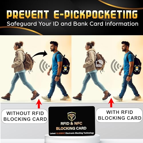 SaiTech IT 5 Pack RFID Blocking Card, One Card Protects Entire Wallet Purse, NFC Contactless Bank Debit Credit Card Protector ID ATM Guard Card Blocker–(Black) - Image 3