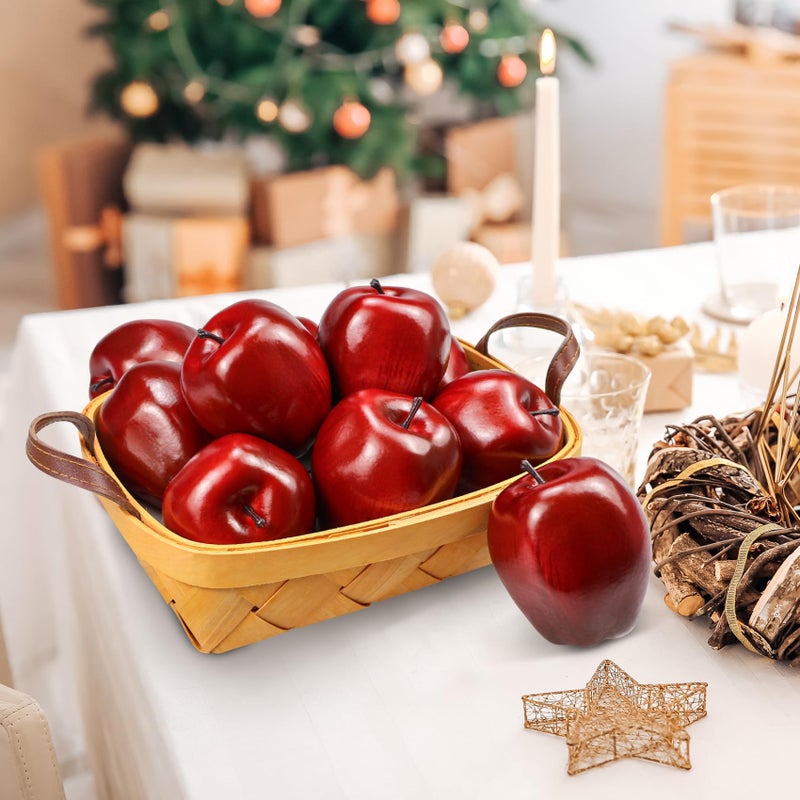 Lorigun تفاح لوريغون الاصطناعي فواكه مزيفة تفاح أحمر لذيذ للتزيين، فواكه زخرفية، تفاح أحمر كبير مزيف 6 قطع - Image 5