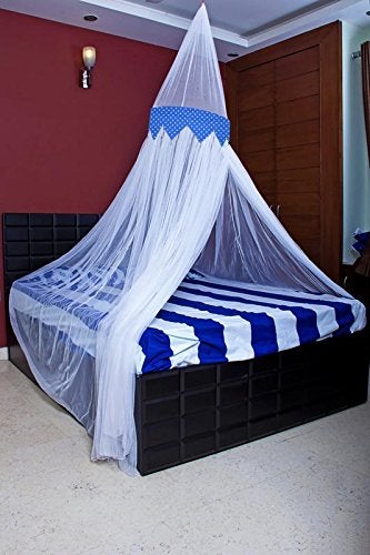 CREATIVE TEXTILES شبكة ناموسية معلقة من الأقمشة الإبداعية I مشارداني لسرير مزدوج I ستارة دائرية للغرفة I تبقي الحشرات والذباب بعيداً - متعددة - Image 3