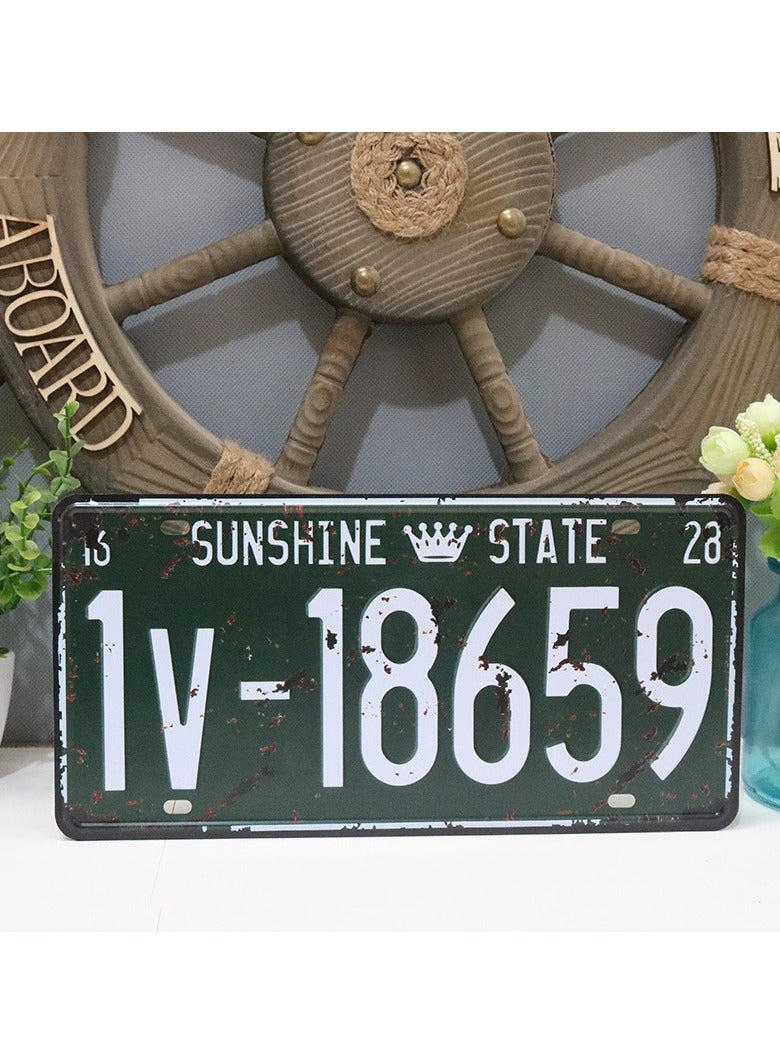 ماركة غير محددة Vintage Design Car Metal License Plate Black/White 