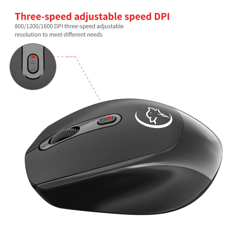 YWYT G839 2.4G Wireless Optical 1200/1600/2400 Adjustable DPI Ergonomic Gaming Office for PC/Laptop - Image 3
