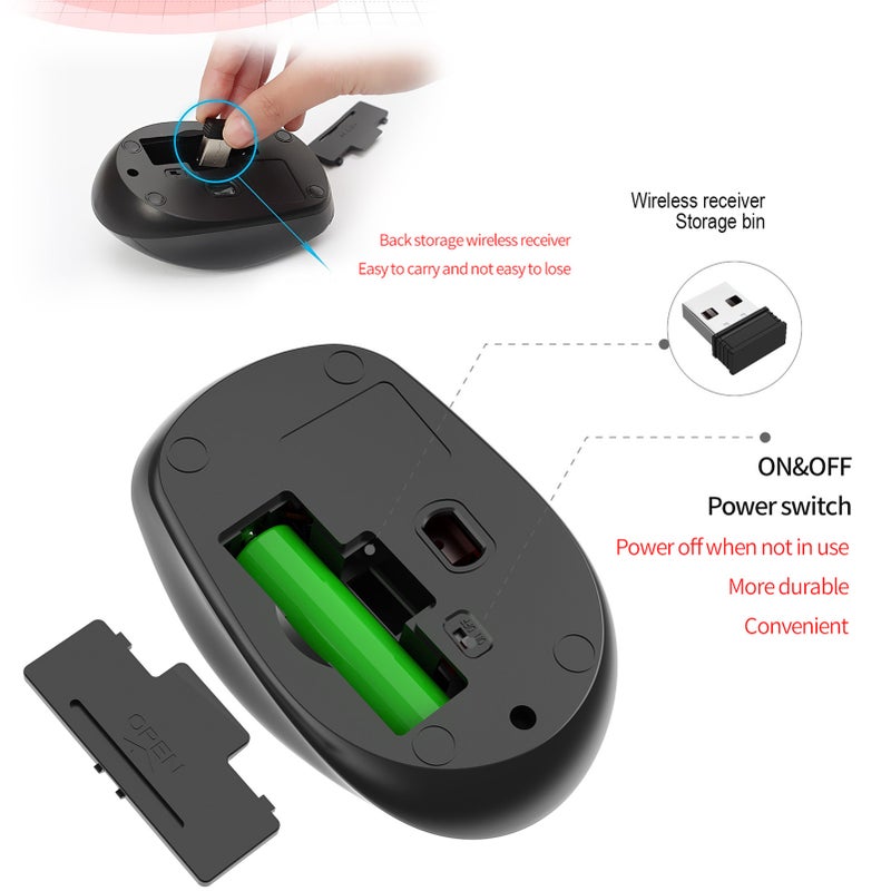 YWYT G839 2.4G Wireless Optical 1200/1600/2400 Adjustable DPI Ergonomic Gaming Office for PC/Laptop - Image 2