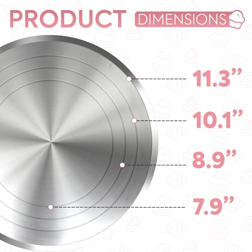 Riccle 12 Inch Pink Aluminium Alloy Revolving Cake Stand – Rotating Cake Turntable for Cake Decorating, Baking, and Cake Decorating Supplies - Image 4