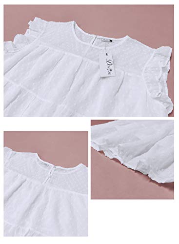 DOROSE Women's Babydoll Tops Summer Maternity T Shirt Flowy Tank Top (White, X-Large) - Image 5