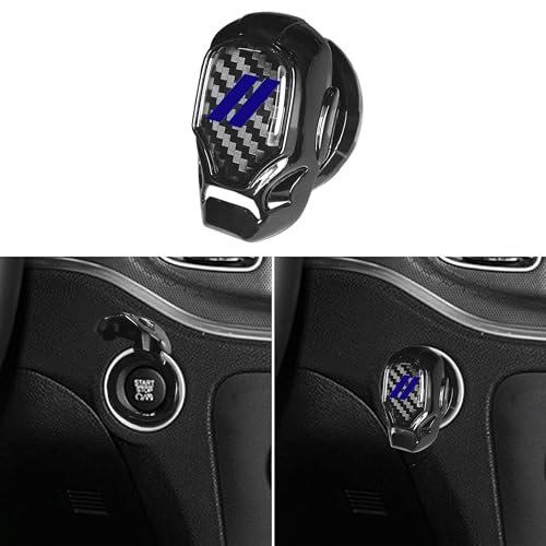 YOSRTER Push Start Button Cover fit for Dodge Challenger Charger Durango Journey Aluminum Alloy Engine Start Stop Cover Protector for Dodge Interior Accessories Ignition Switch Trim Dark Blue Trim - Image 1