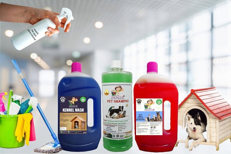 swacch Kennel Wash (Lavender) + Pet Shampoo (Neem Alovera) I Pet Aqua Odour Remover (Strawberry) 1 Litre Combo Pack of 3 Economical Pack I Dog and Cat Friendly - Image 2
