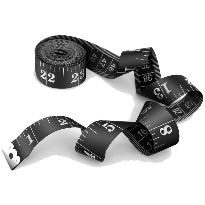 BUSHIBU Tape Measure Body Measuring Tape, 120 Inch Soft Fabric Measuring Tape for Sewing Cloth Measurement, Double Scale Tailor Ruler for Weight Loss Medical Measurement Nursing Craft(2 Pack/Black) - Image 4