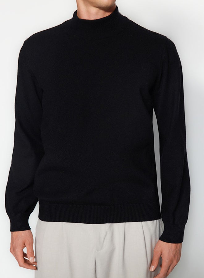 trendyol Black Regular Fit Half Turtleneck Soft Limited Edition Basic Knitwear Sweater TMNAW24KZ00055 - Image 5
