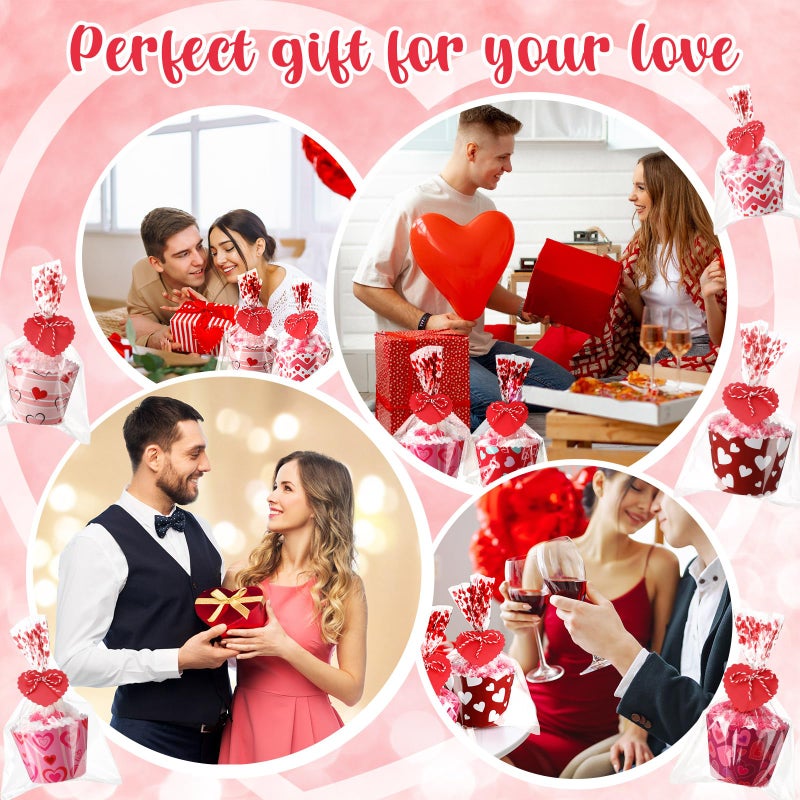 ShinyMatch 6 Pairs Valentine's Day Cupcake Socks Fuzzy Sock with Cupcake Card DIY Gift Slipper Stockings for Winter Women Men(Romantic) - Image 4