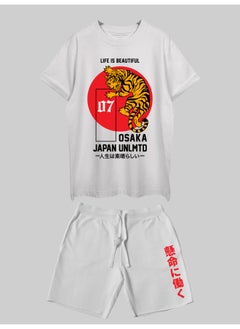 THREADCURRY THREADCURRY Osaka Unlmtd Printed Co-ord Set for Men - Half Sleeve Oversized T-Shirt and Shorts  - Image 1