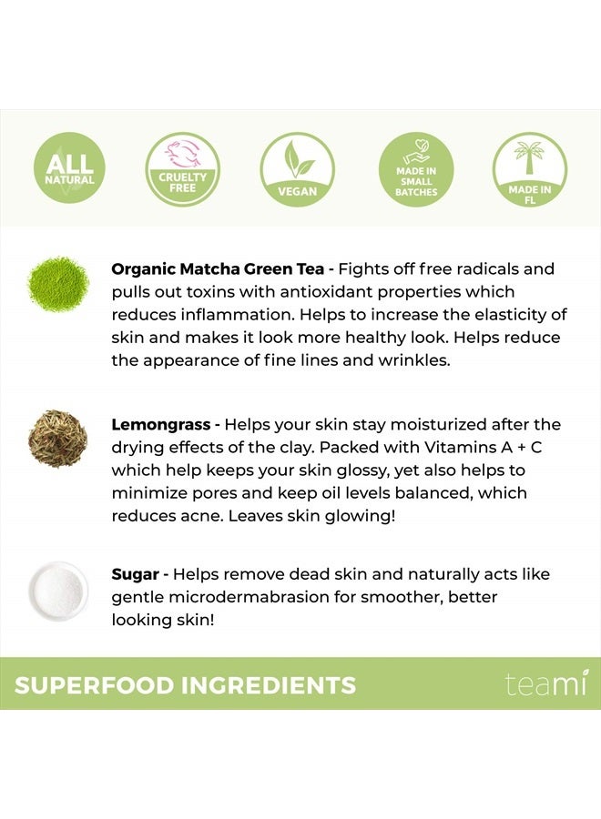 teami Matcha Green Tea Facial Scrub - Natural Exfoliating Body Scrub & Face Scrub - Organic Face Exfoliator Sugar Scrub - Exfoliating Face Wash with Lemongrass - Non-Greasy Face Exfoliant USA Made - Image 4