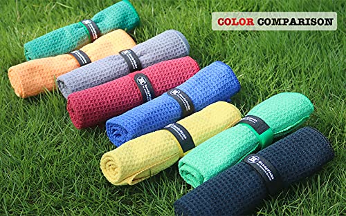 Handy Picks Microfiber Golf Towel (16" X 16") with Carabiner Clip, Waffle Pattern Hook and Loop Fastener - The Convenient Golf Cleaning Towel Black/Grey/Red - Image 4