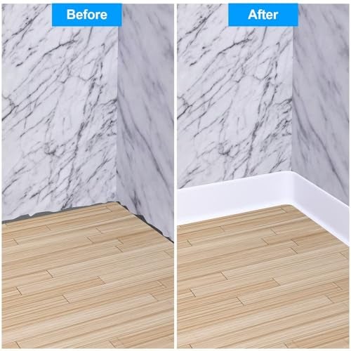 Duzzy Flexible Baseboard Molding Trim, 6 Inch(W) x 60 Feet(L) Peel and Stick Rubber Wall Trim Molding, Self-Adhesive Vinyl Wall Base Cove Base - Image 3