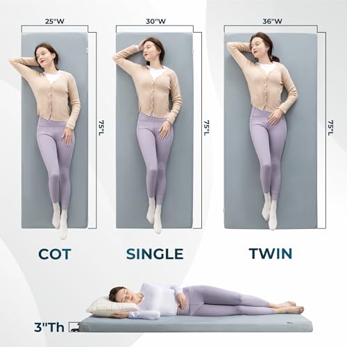 Kingfun Memory Foam Camping Sleeping Pad, CertiPUR-US Camping Mattress Waterproof Roll Up Mattress Guest Bed, Thick Floor Sleeping Mat for Car for Adults with Travel Bag - Image 3