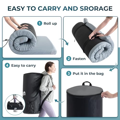 Kingfun Memory Foam Camping Sleeping Pad, CertiPUR-US Camping Mattress Waterproof Roll Up Mattress Guest Bed, Thick Floor Sleeping Mat for Car for Adults with Travel Bag - Image 5