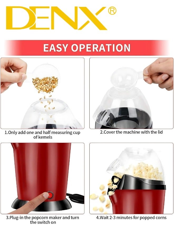 Denx Healthy Popcorn Maker, 1100W, Hot Air Operation, Oil-Free, Model DX2089 - Image 3