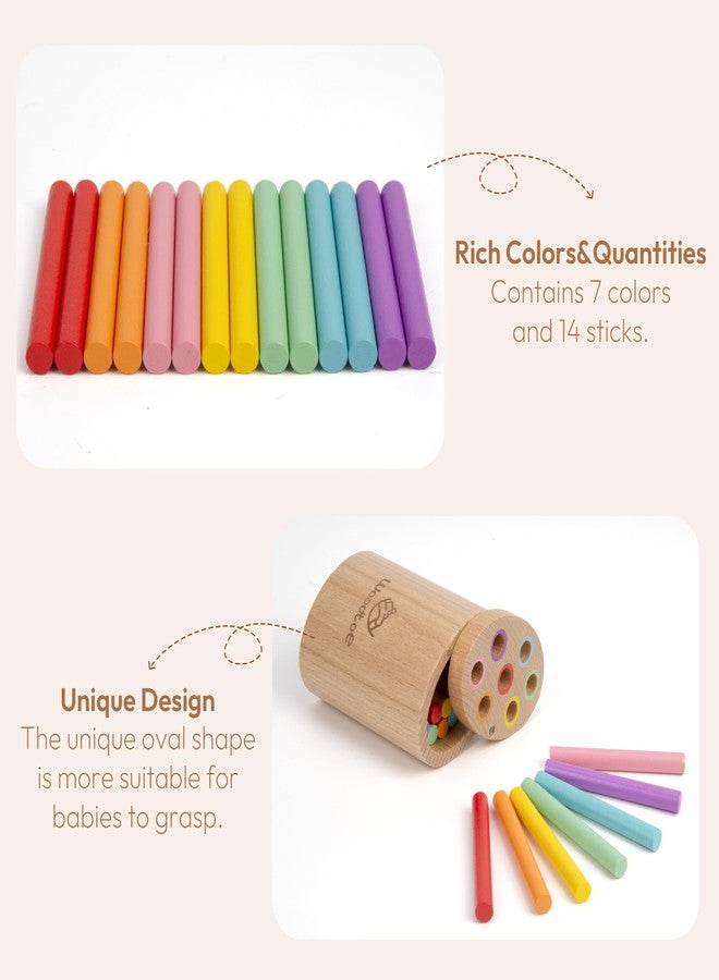 Woodtoe Montessori Sticks Toys for 1-3 Year Old, 18 Month Old Toys, 7 Colors Sorting Learning Toys for Toddlers, Wooden Sensory Toys, Fine Motor Skills, 1 2 3 Year Old Birthday Gift Toy for Boy Girl - Image 3