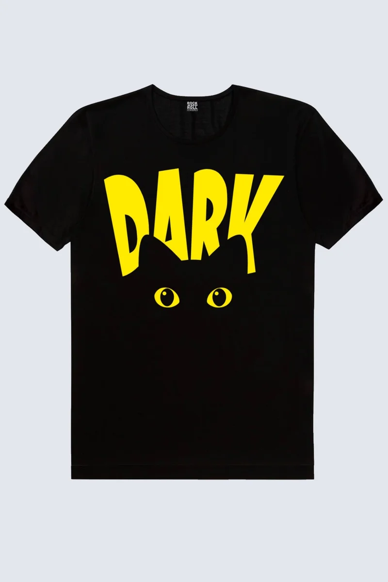 Rock&Roll  Dark Cat Black Men's T-Shirt for Men | Best Price UAE