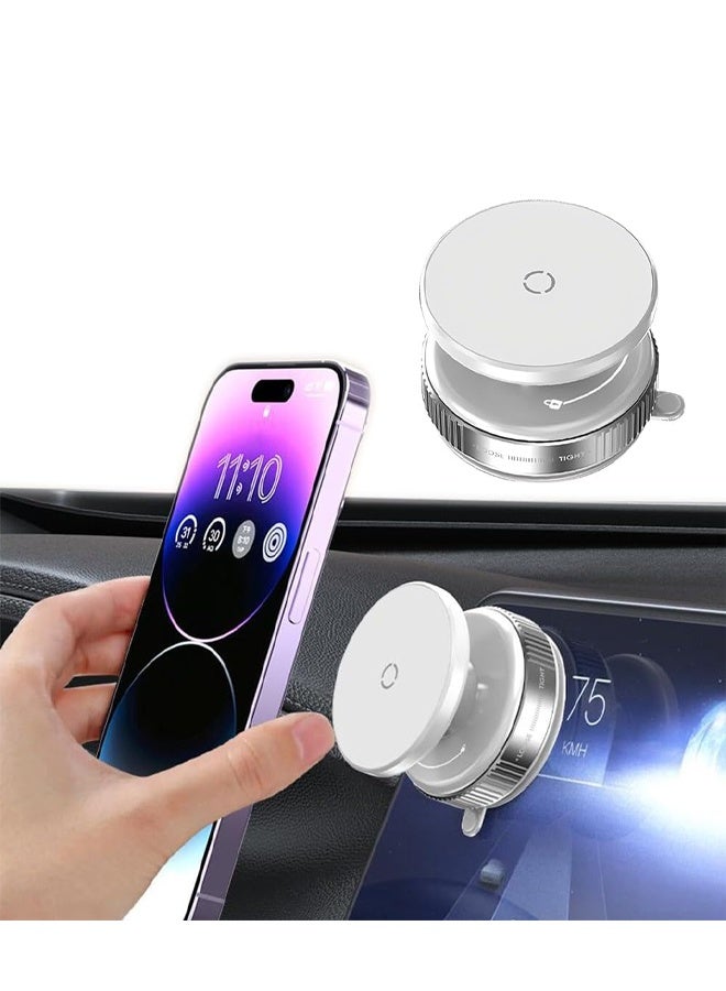 Car phone holder, suitable for air vents, does not block the air vents, and is suitable for large-screen phones. It is compatible with iPhone 15/16 series, Samsung S24/S23, and Xiaomi. Black. Vacuum Magnetic Car Phone Holder - 360° Rotating Folding Dashboard Suction Cup Holder M, Universal Smartphone, Suitable for All Cars - Image 1